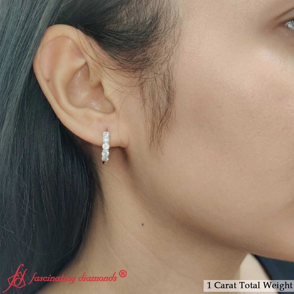 1 Carat Sparkle Five Stone Hoop Earrings