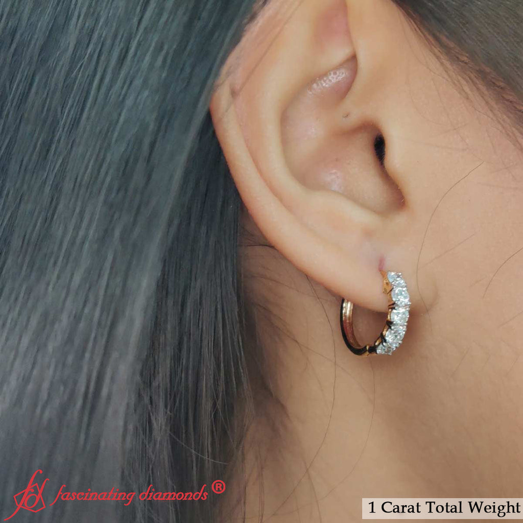 1 Carat Sparkle Five Stone Hoop Earrings