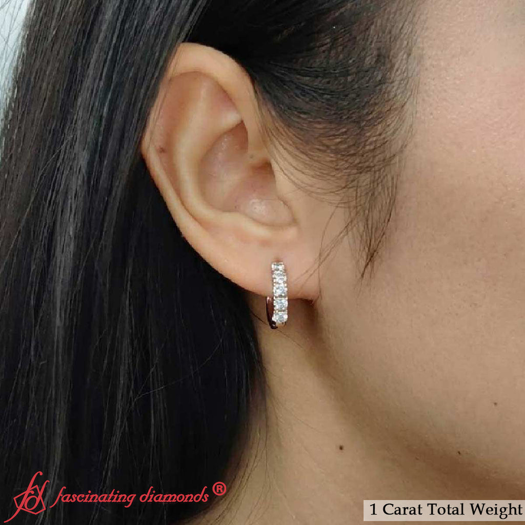1 Carat Sparkle Five Stone Hoop Earrings