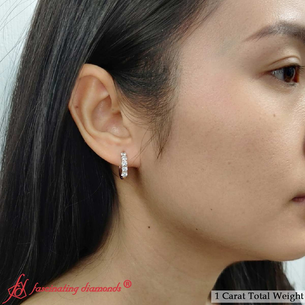 1 Carat Sparkle Five Stone Hoop Earrings
