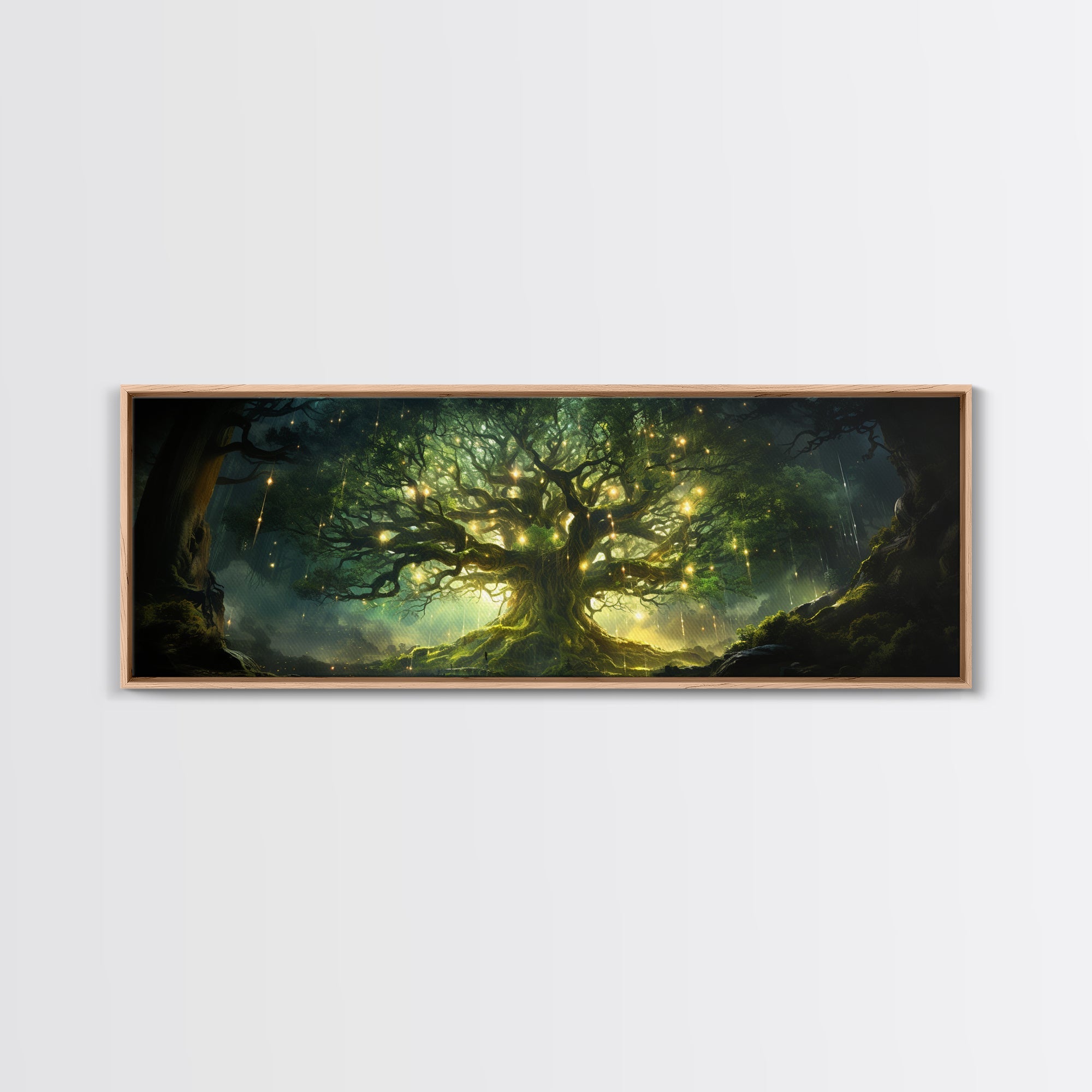 Yggdrasil Colorful Panoramic Painting, Tree of Life Artwork, Nordic Canvas Print, Norse Mythology Art, Mythology Gift, Celtic Artwork