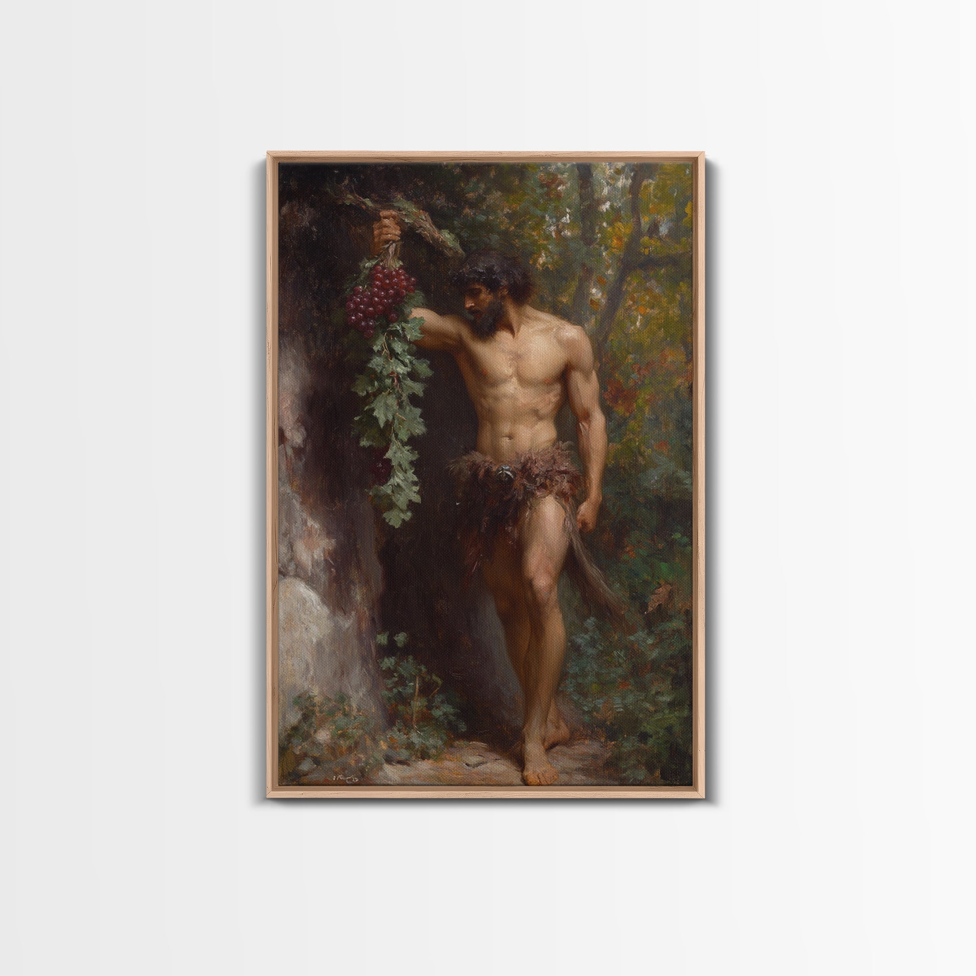 Painting of a Male Figure Canvas Print, Gothic Decor, Dark Academia / Macabre Wall Art, Original Satyr Painting