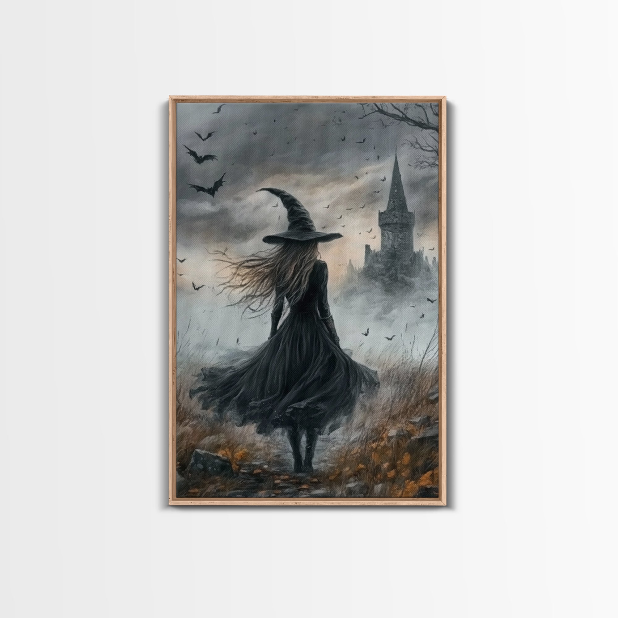 Goth Decor, Witchy Home Decor, Dark Academia Goth Oil Painting Print, Witch Painting, Haunted Spooky Season Wall Art, Witch Decor