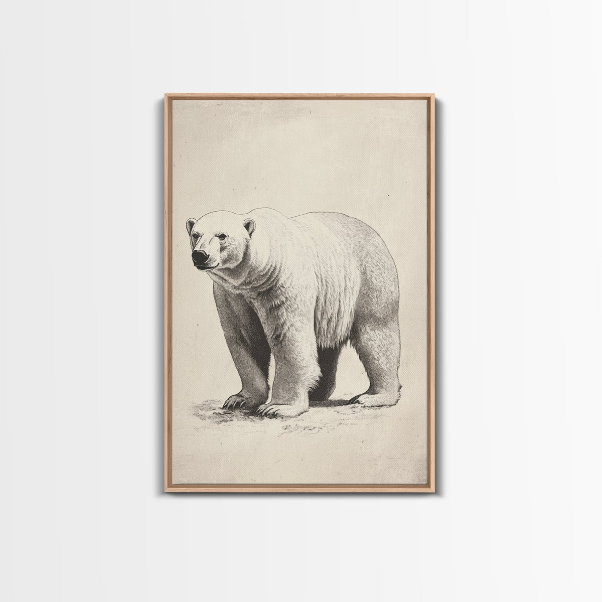 Polar Bear Canvas Print - Framed Canvas - Minimalist Christmas Art - Boho Christmas Art - Rustic Christmas Art