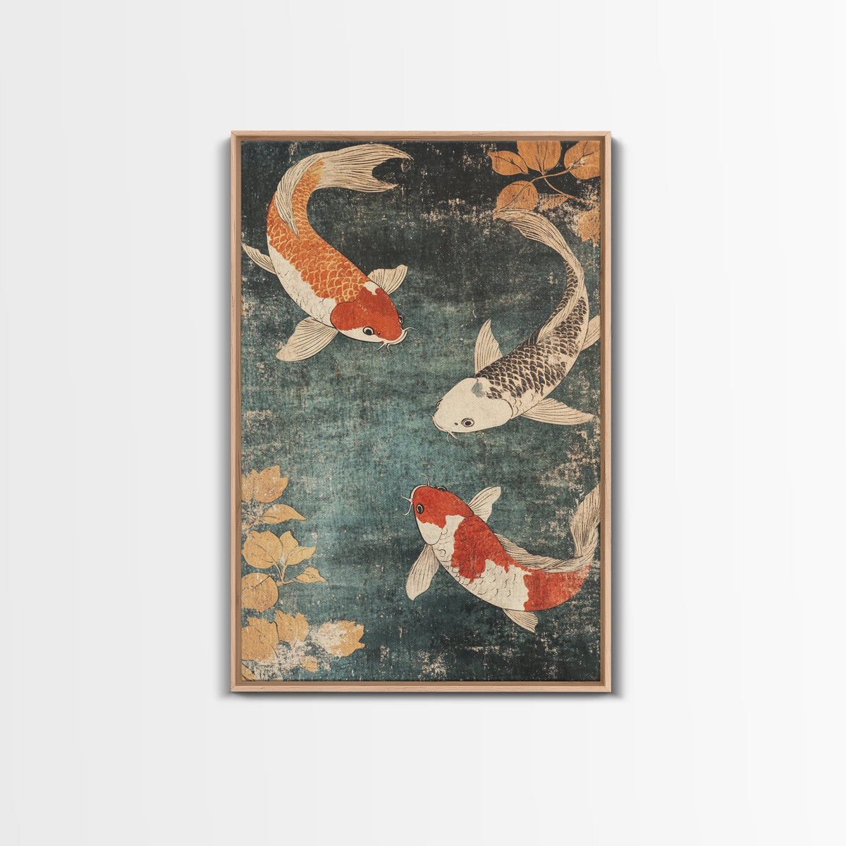 Wabi Sabi Koi Fish Print, Trendy Japanese Decor, Ocean Wall Art, Beach House Decor, Coastal Art Print, Coastal Wall Art, Koi Fish Painting