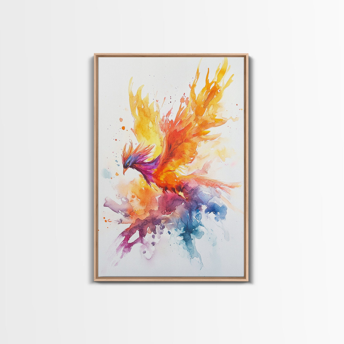 Fire Phoenix Watercolor Art Print Canvas Art, Fantasy Art Phoenix Firebird Fantasy Painting, Dark Academia Wall Art, Phoenix Decor
