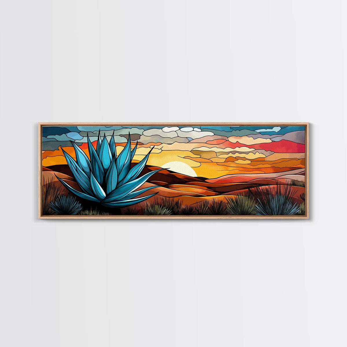 Mexicano Art - Blue Agave At Sunset - Framed Canvas Print - Agave Painting - Blue Agave - Chicano Wall Art - Mexican Art Agave Art | | Wiccan Center