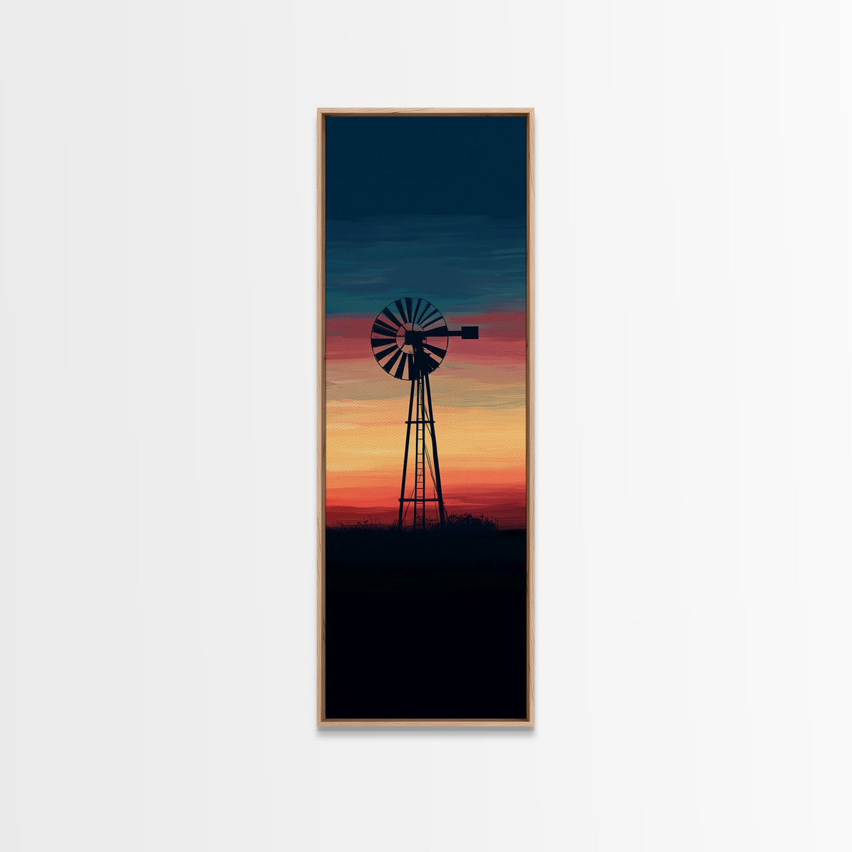 Canvas Print Moody Sunset Windmill Wall Art, Vertical Rustic Decor, Tall Narrow Farmhouse Artwork, Gift Idea for Living Room | | Wiccan Center