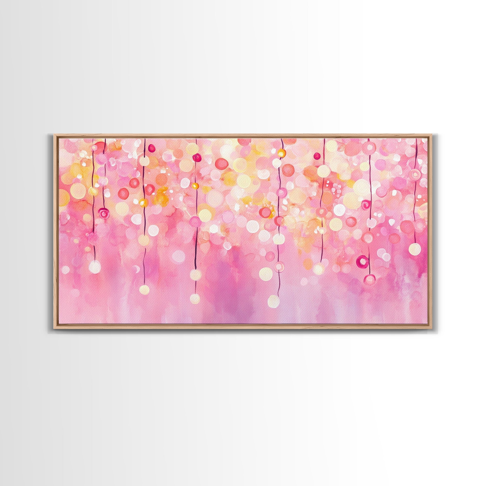 Magical Fairy Light Pink Abstract Canvas Print with Bokeh Lights, Ideal Whimsical Art for Living Room, Vertical Skinny Wall Art | | Wiccan Center