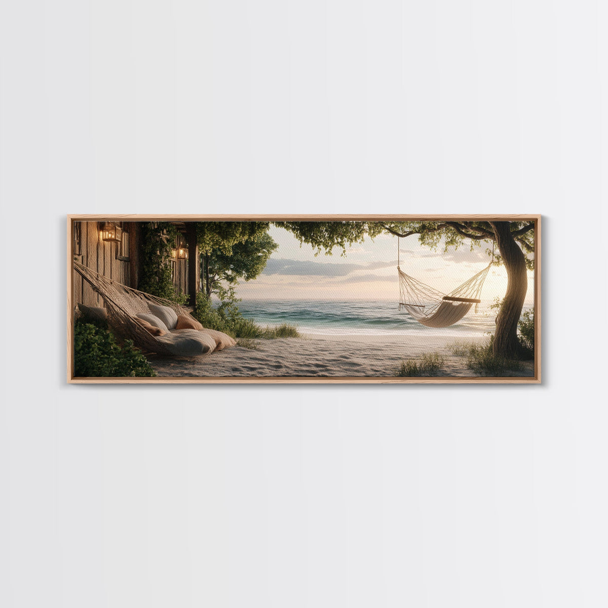 Hammock Sunset Canvas Print Coastal Landscape Art Rustic Cottagecore Wall Art Bedroom Serenity Horizontal Living Room Decor | | Wiccan Center