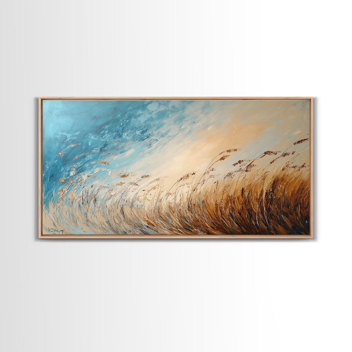 Coastal Wind, Beach Grass Painting, Coastal Cowgirl Wall Art, Nautical Decor, Wabi Sabi Art, Minimalist Art, Canvas Print, Extra Wide Art | | Wiccan Center