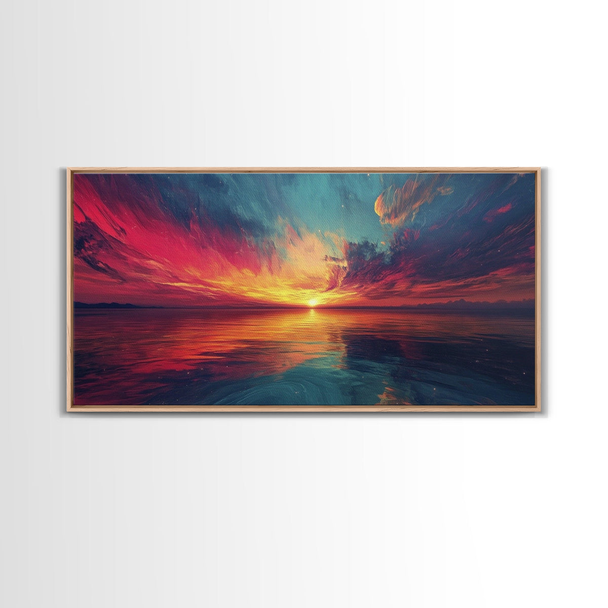 Cosmic Sunset, Dark Romance, Lofi Art, Moody Wall Art, Extra Wide Art, Above Couch Art, Framed Canvas Print, Bedroom Decor | | Wiccan Center