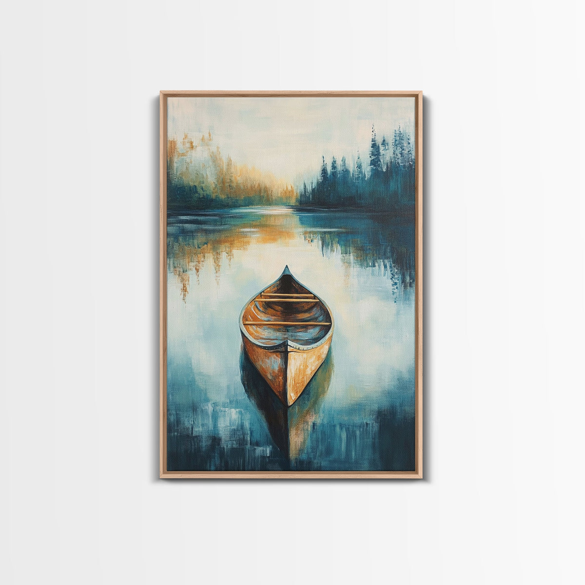 Still Water Canoe, Lake Tahoe Art, Nautical Painting, Rustic Wall Art, Moody Art, Extra Wide Art, Above Couch Art, Canvas Print | | Wiccan Center