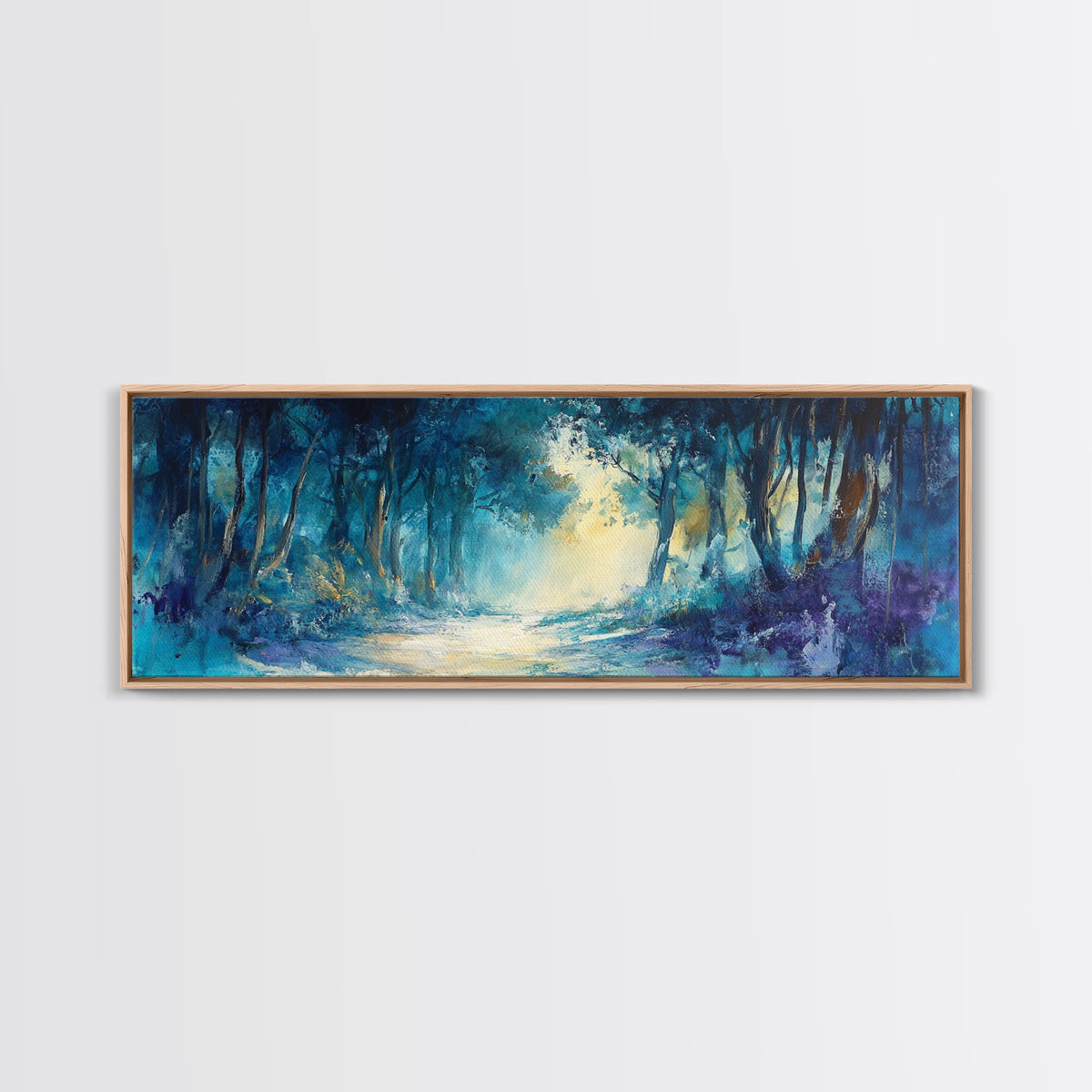 Mystical Forest, Blue Woodland Scene, Nature Art, Dark Forest Painting, Bedroom Wall Art, Canvas Print, Framed Canvas Print | | Wiccan Center
