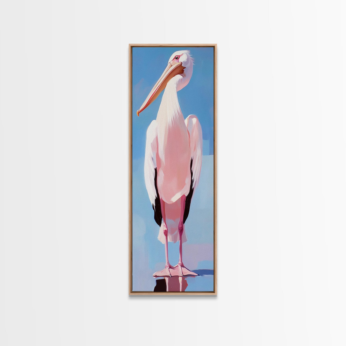 Pelican, Coastal Bird, Modern Beach Art, Nautical Home Decor, Ocean Animal, Boho Wall Art, Seaside Theme, Framed Canvas Print