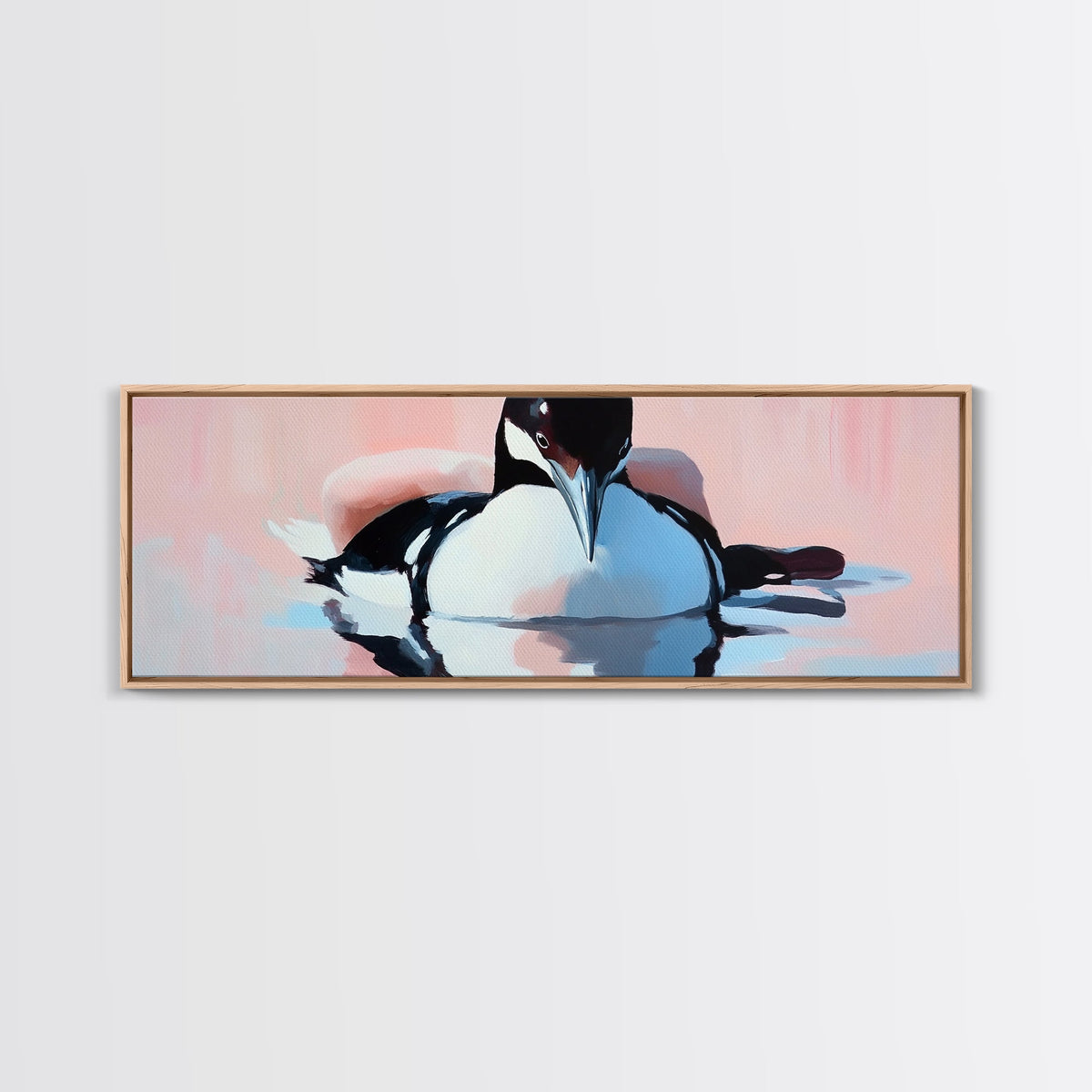 Floating Loon, nature wildlife art, lake house decor, bird lover gift, minimalist animal print, framed canvas print, cabin wall art