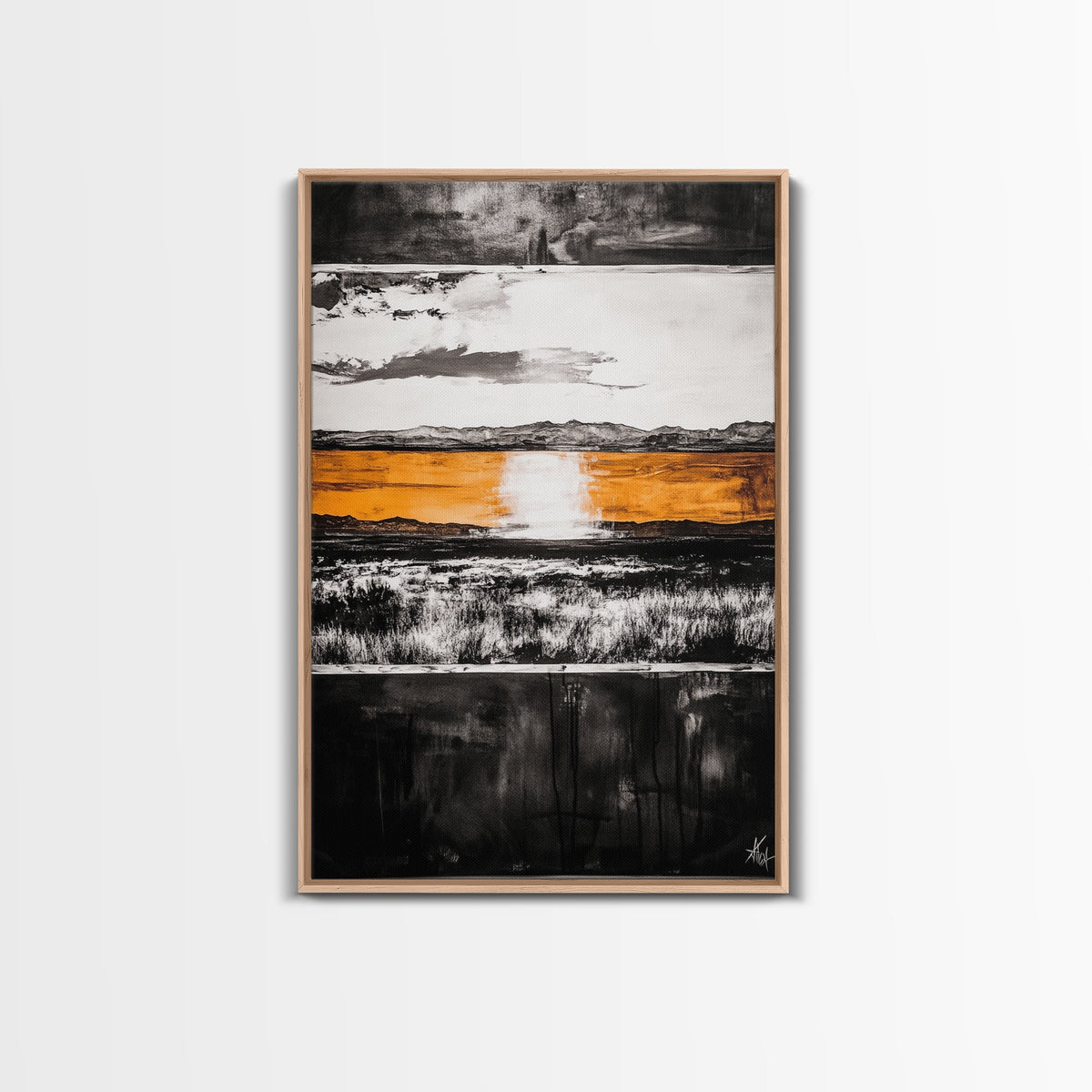 Abstract Horizon, Golden Light, Modern Landscape, Framed Canvas Print, Minimalist Wall Art, Office Decor, Contemporary Sunset, Fall Vibes | | Wiccan Center