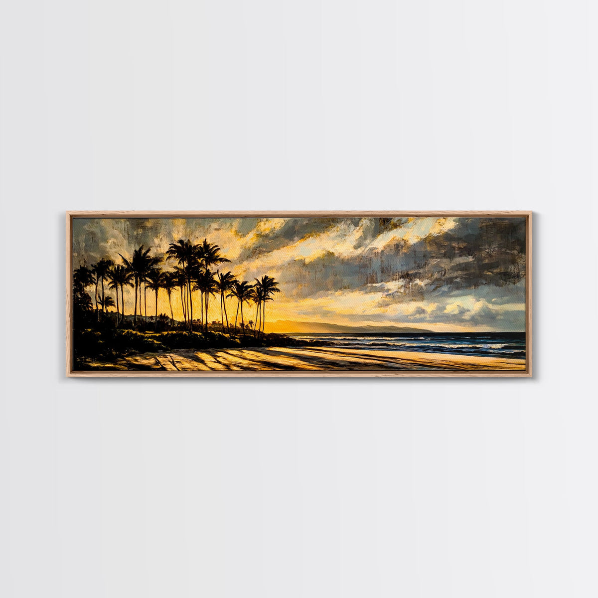 Golden Beach Sunset, Coastal Wall Art, Framed Canvas Print, Tropical Home Decor, Relaxing Seascape, Living Room Wall Art, Ocean Sunset Art | | Wiccan Center