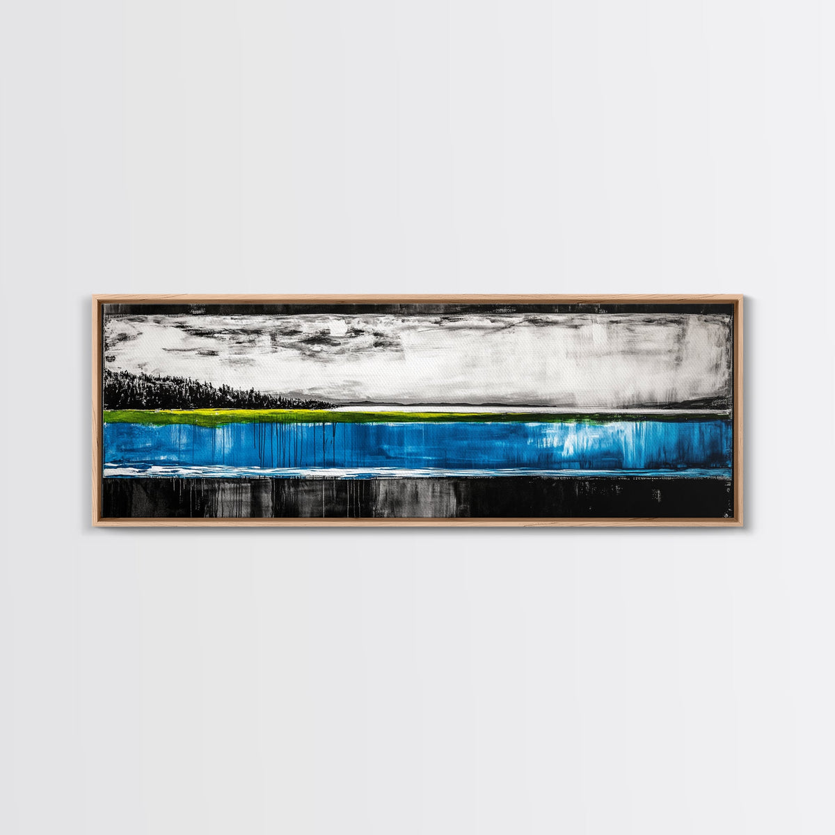 Lake Reflection, Blue Water Art, Minimalist Landscape, Nature Serenity, Monochrome Sky, Peaceful Home Decor, Canvas Print | | Wiccan Center