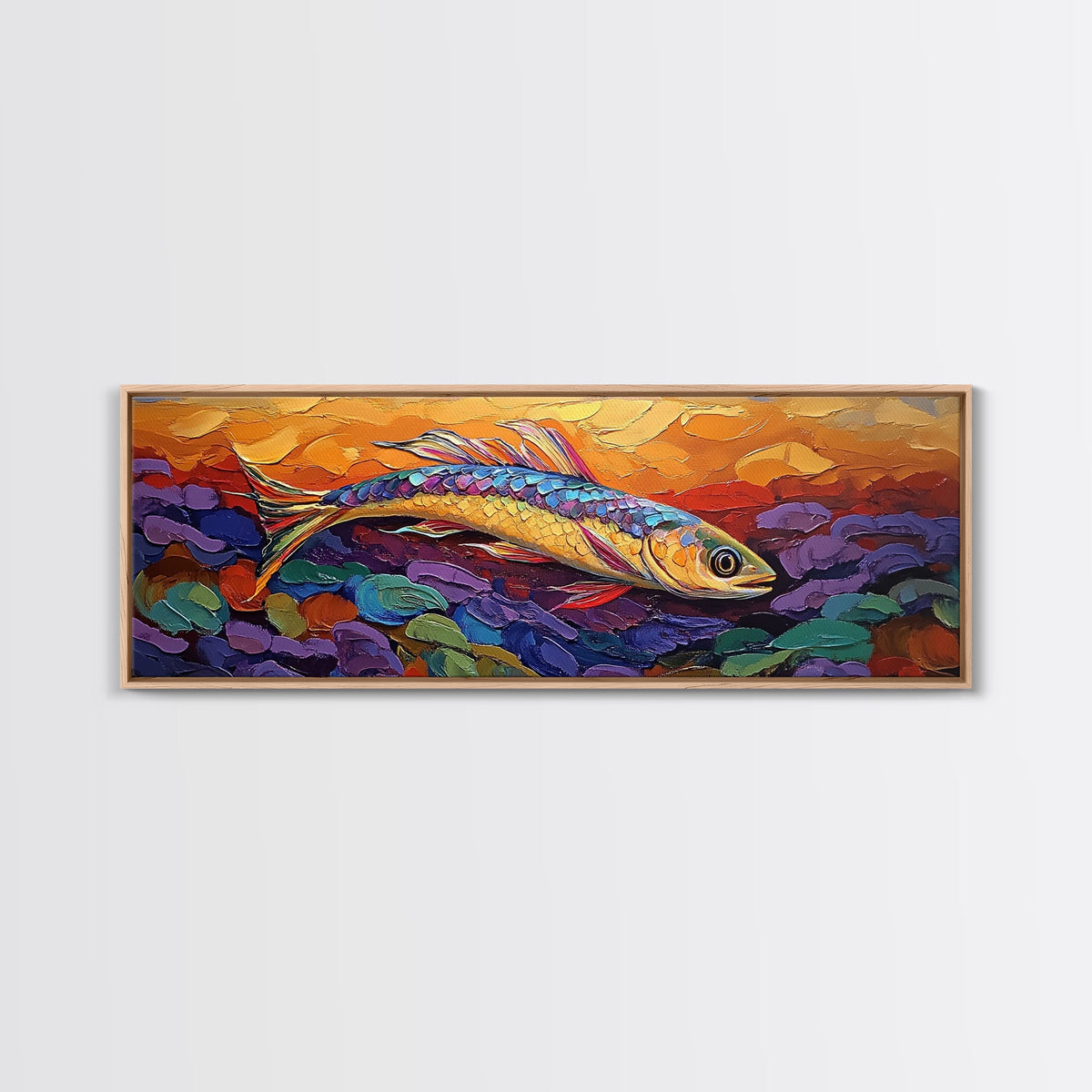 Colorful Fish Painting, Vibrant Sea Life, Abstract Ocean Creature, Marine Fantasy Style, Framed Canvas Print, Kids Room Underwater Art | | Wiccan Center