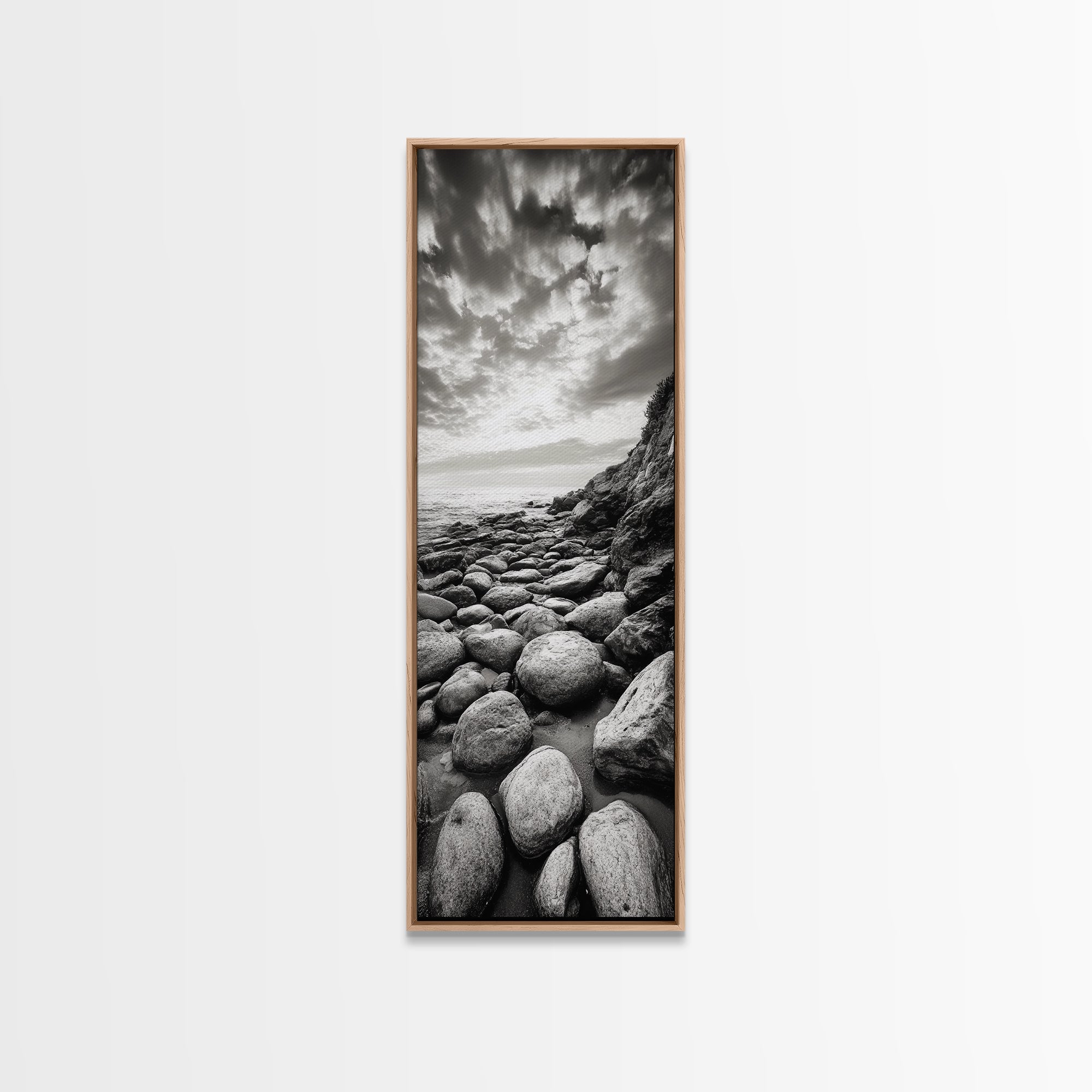 Coastal Stones, Rocky Shore, Sunrise Ocean, Black White Print, Framed Canvas Print Beach House Decor, Entryway Art, Nautical Minimalist Wall Art | | Wiccan Center