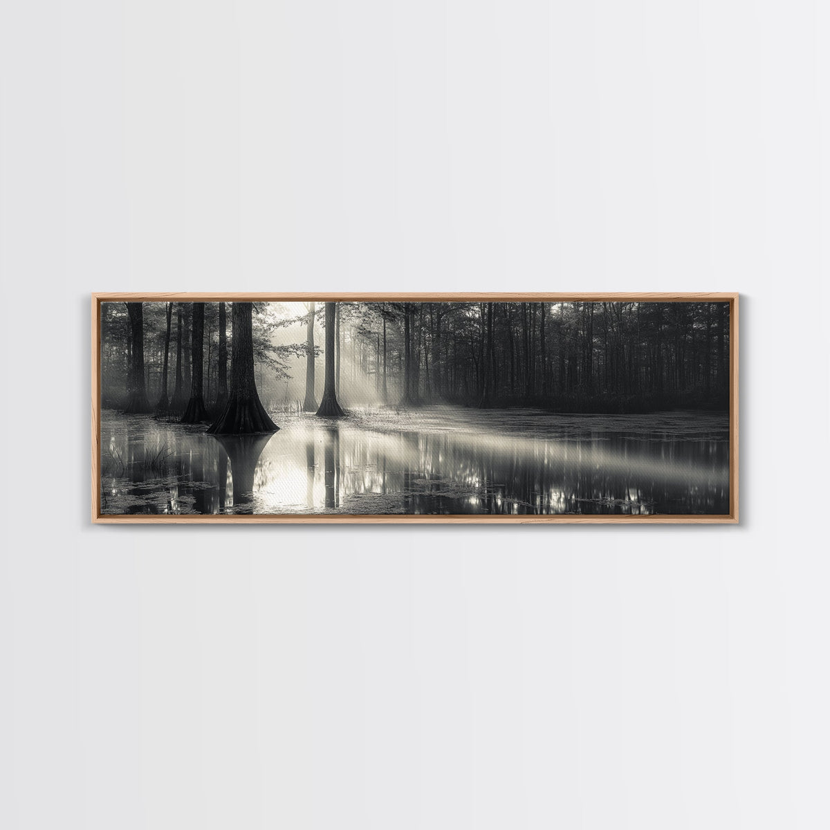 Cypress Swamp, Foggy Forest, Morning Light, Still Waters, Framed Canvas Print, Nature Wall Art, Autumn Decor, Moody Forest Photography | | Wiccan Center