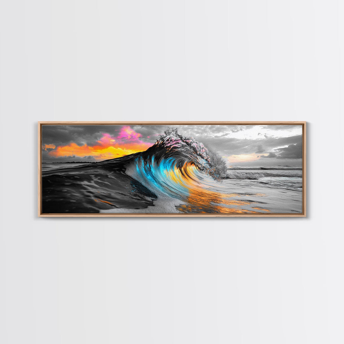 Wave Photography, Color Splash, Sunset Sea, Surf Art, Framed Canvas Print, Beach House Decor, Coastal Vibes, Modern Ocean Wall Art | | Wiccan Center