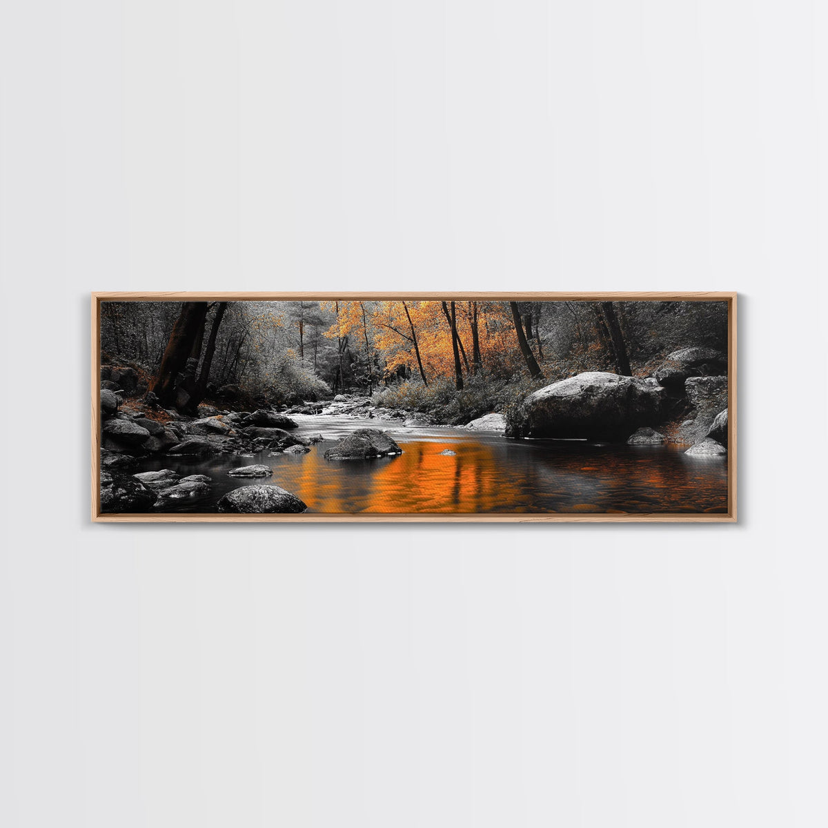 Autumn River Scene, Fall Forest Landscape, Tranquil Waters, Framed Canvas Print, Rustic Wall Art, Cabin Decor, Moody Photography | | Wiccan Center