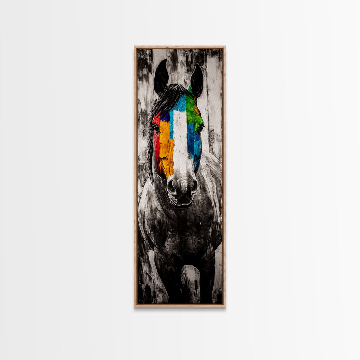 Modern Horse Art Framed Canvas Print horse wall art vintage horse art blotter art black cowgirl painting rustic decor geometric wall art