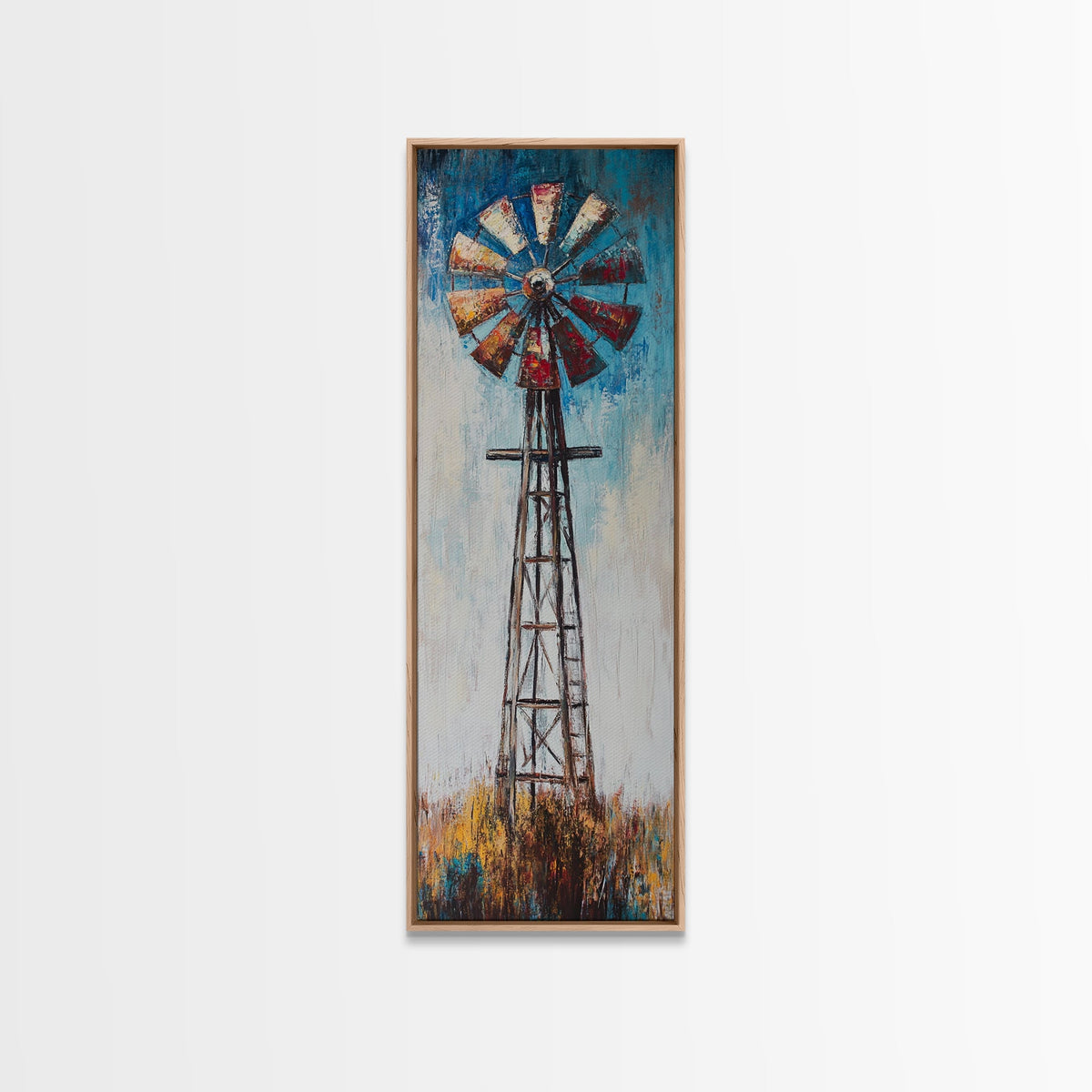 Vintage Windmill Painting Framed Canvas Print windmill wall art rustic decor farmhouse art moody art vertical wall art extra wide art | | Wiccan Center
