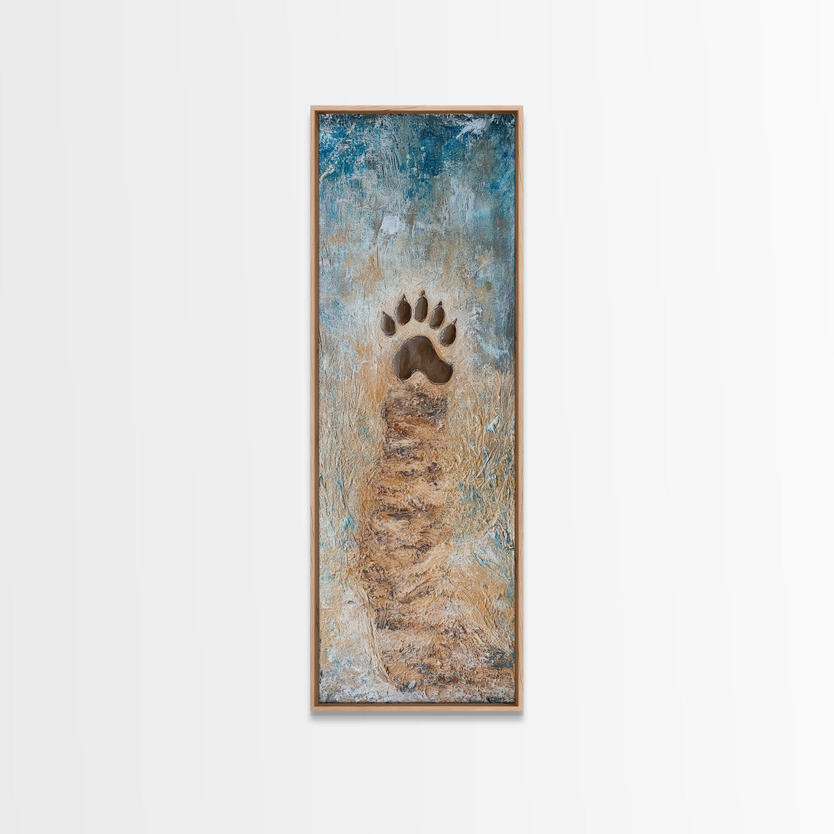 Bear Paw Rustic Wall Art Framed Canvas Print Southwest Wall Art Wildlife Home Decor Cottagecore Art Vertical Wall Art