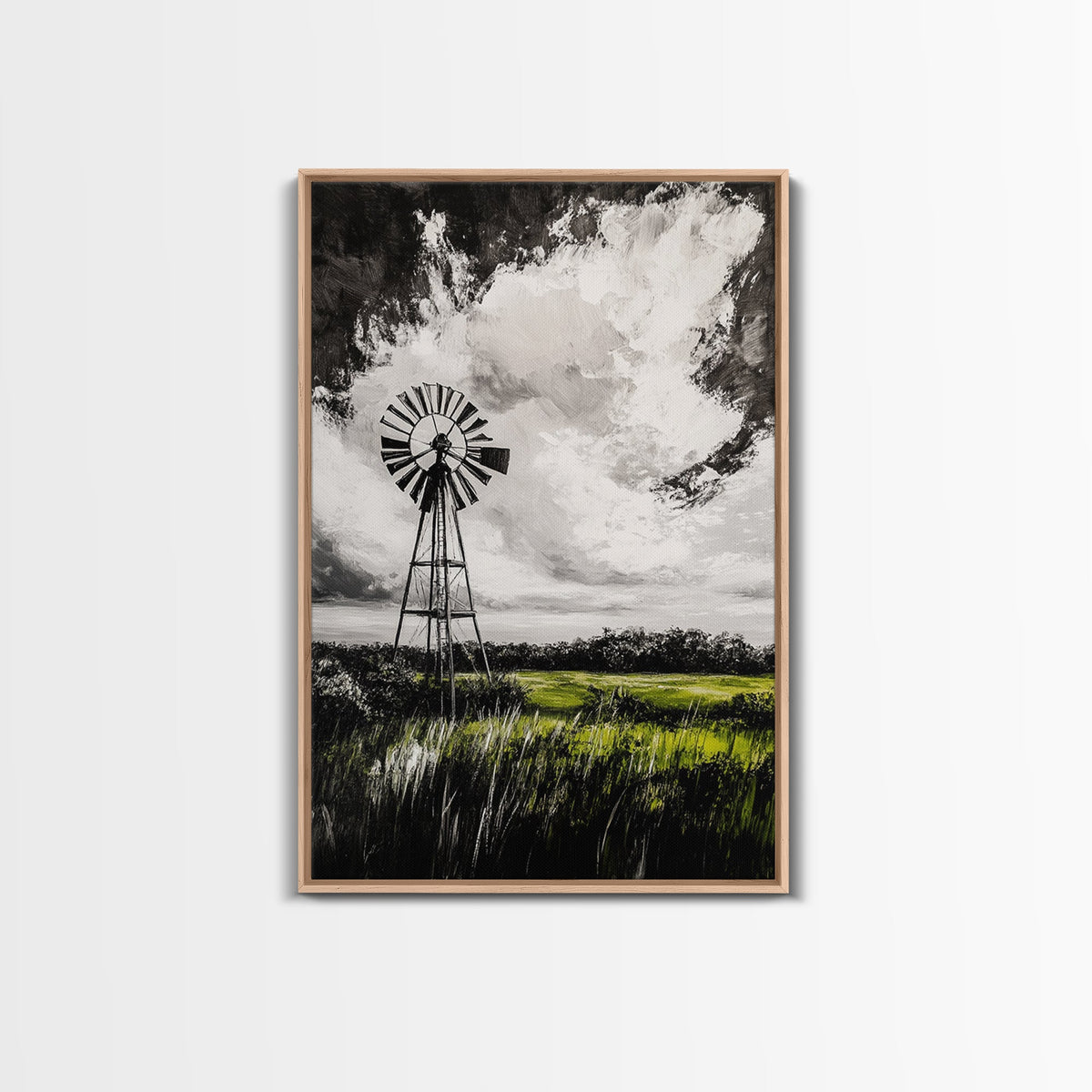 Black and White Windmill, windmill wall art, rustic decor, farmhouse art, landscape painting, framed canvas print, above bed wall art | | Wiccan Center