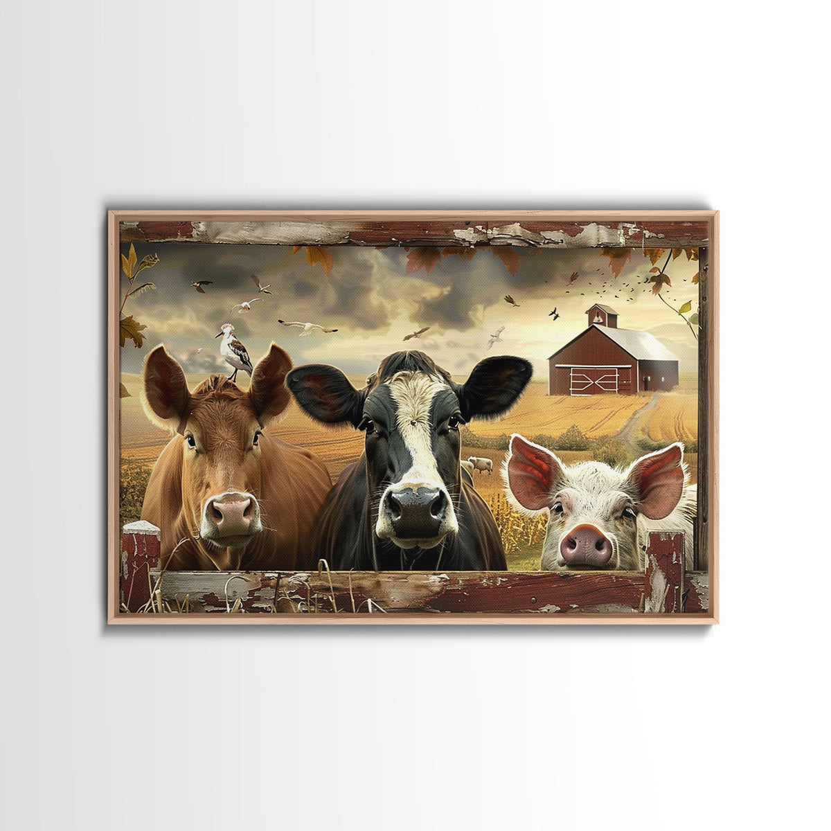 Cute Farmhouse Animal Print, Window Art, Wall Art, Home Decor, Wall Decor, Cute Farmhouse Kitsch Living Room Art