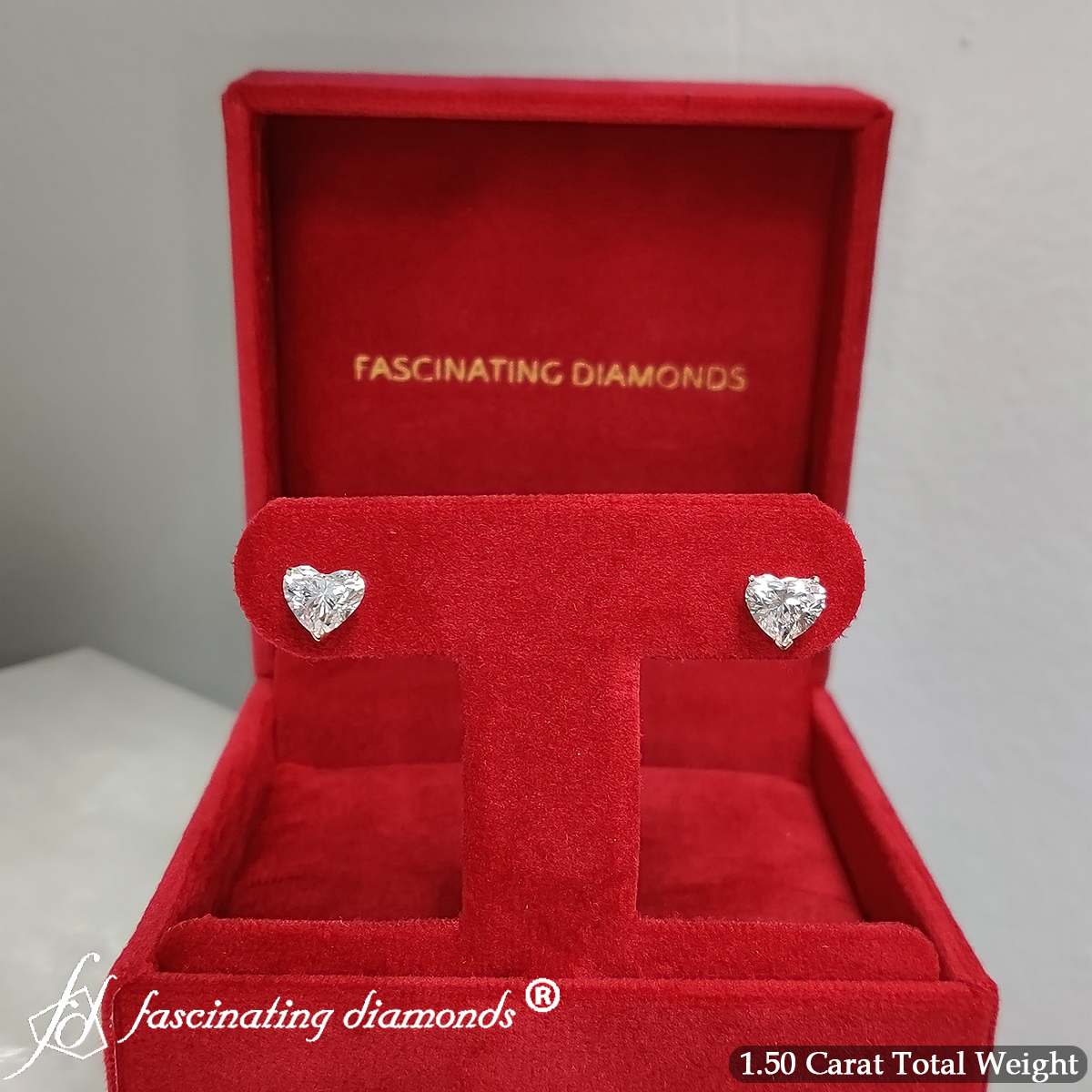 Heart Shaped 3 Prong Basket Stud Earring