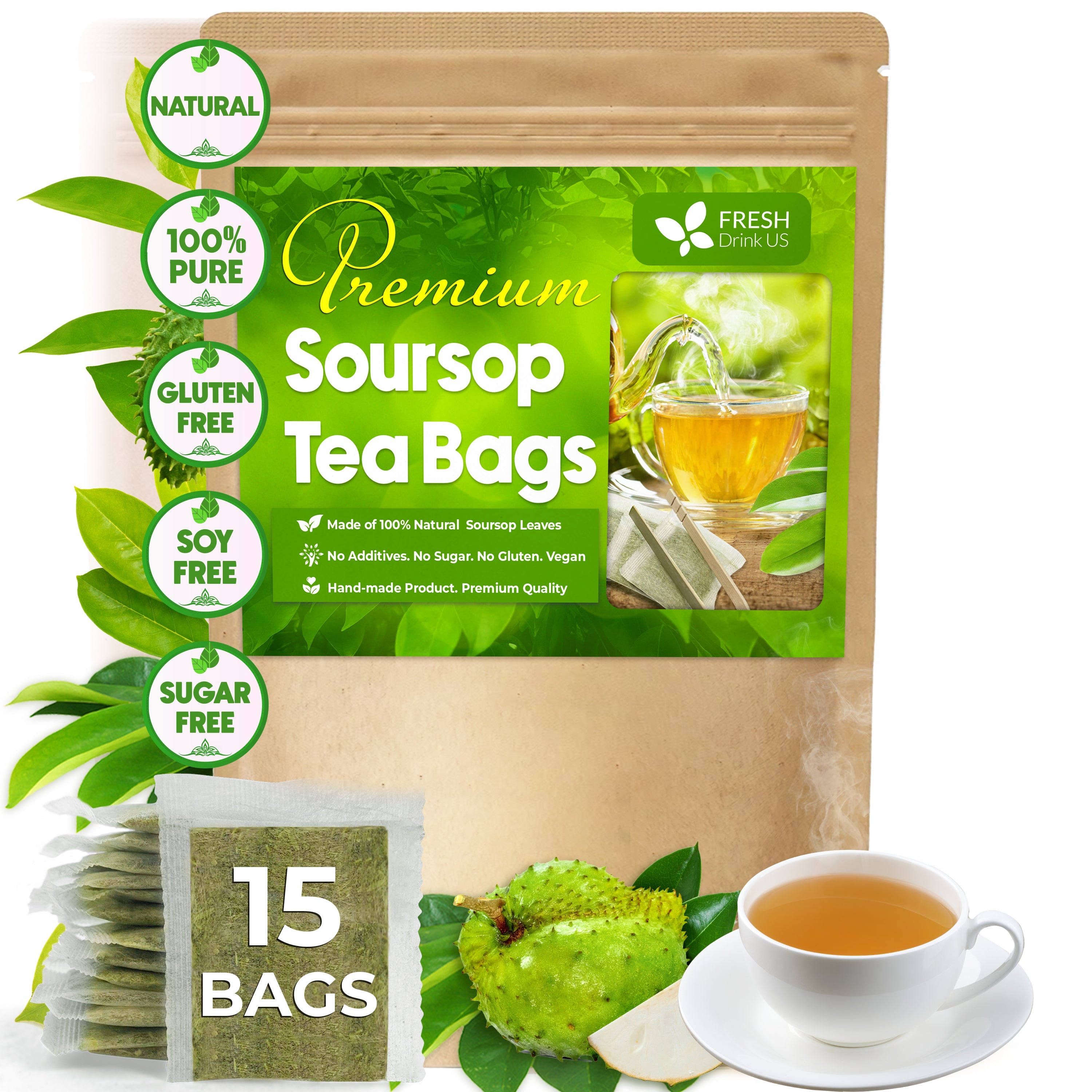 Premium Soursop Leaves Tea bags, Dried Soursop Leaves, Soursop Leaf Powder, Guanabana Leaves Tea, Hoja Guanabana Tea | Tea | Wiccan Center