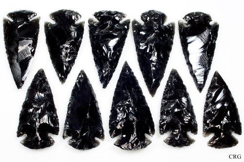 10 PIECES - Black Obsidian Arrowheads 1"-2.5" Wholesale Lot | Black Obsidian | Wiccan Center