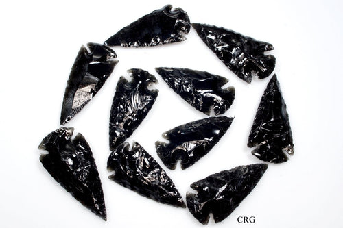 10 PIECES - Black Obsidian Arrowheads 1"-2.5" Wholesale Lot | Black Obsidian | Wiccan Center