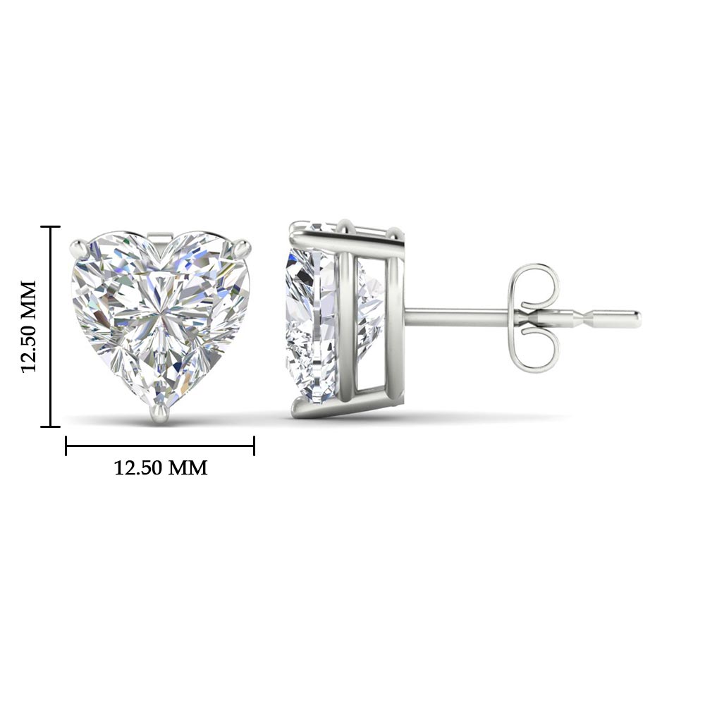 3 Prong Heart Shaped Diamond Solitaire Stud Earring in Basket Setting