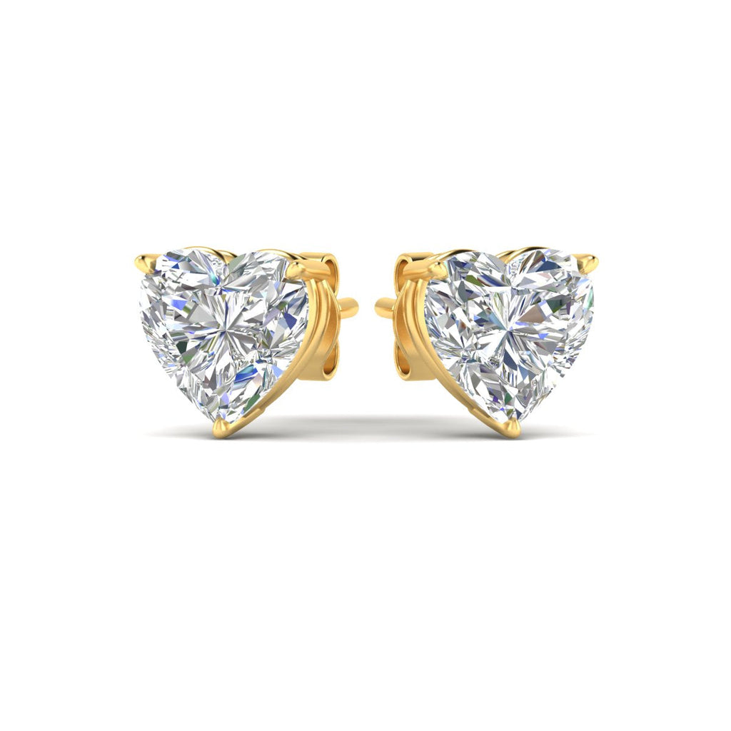 3 Prong Heart Shaped Diamond Solitaire Stud Earring in Basket Setting