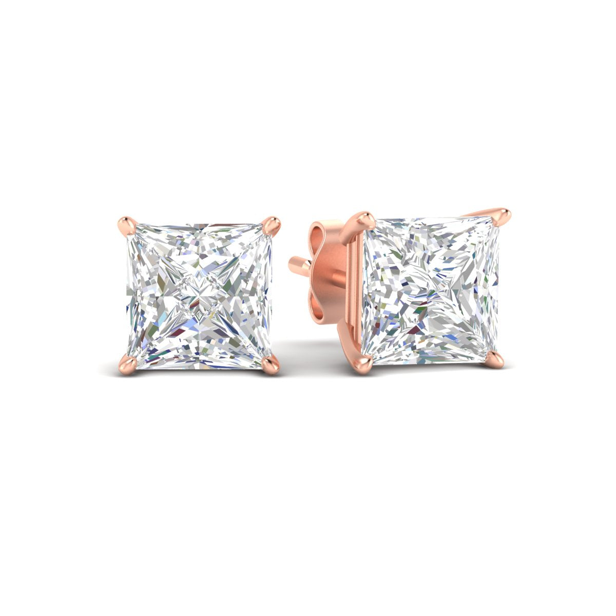 Princess Cut Diamond Solitaire Stud Earrings [IGI Certified]