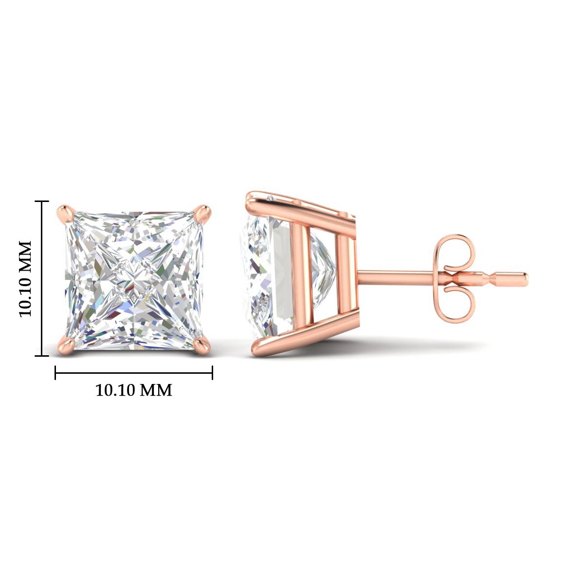 Princess Cut Diamond Solitaire Stud Earrings [IGI Certified]