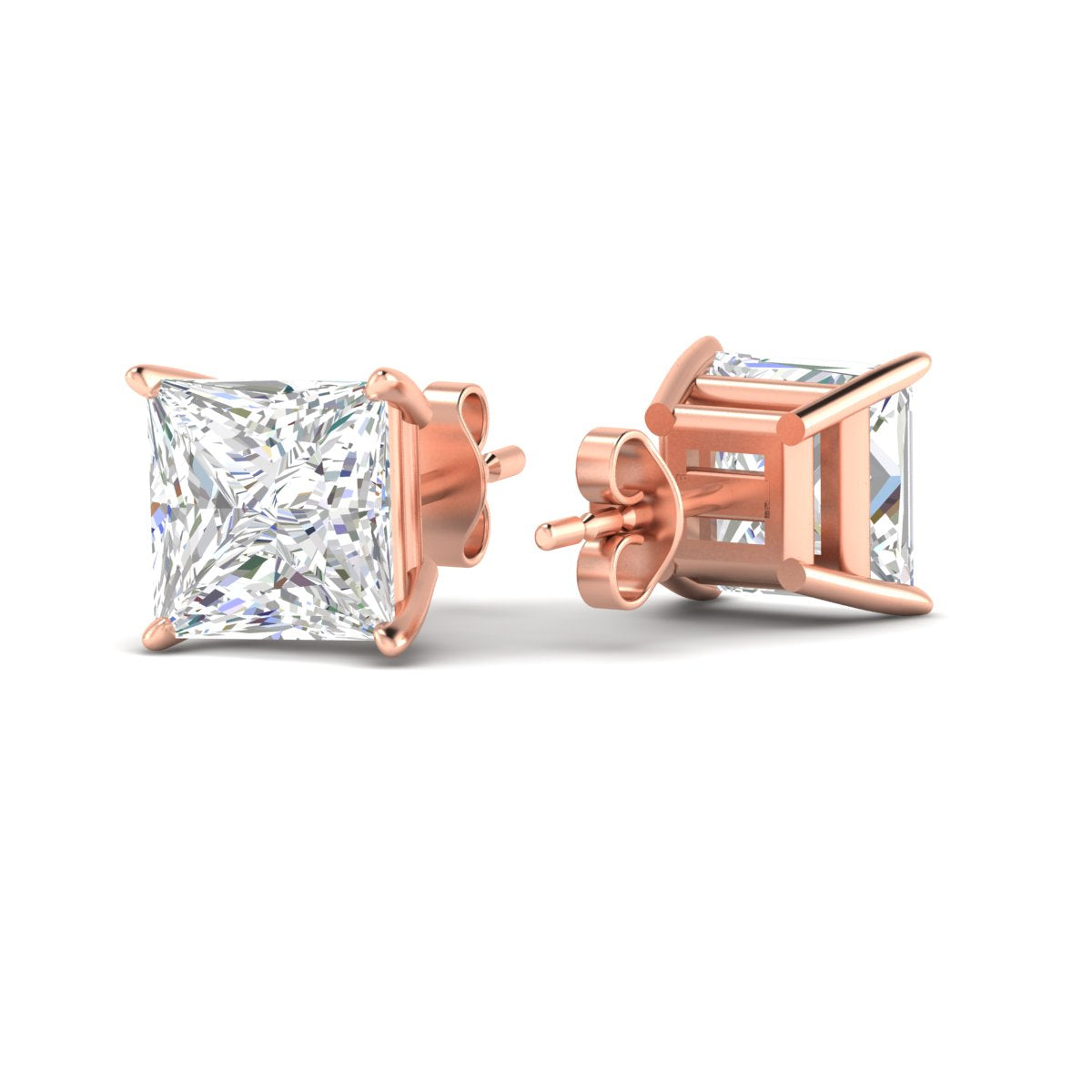 Princess Cut Diamond Solitaire Stud Earrings [IGI Certified]