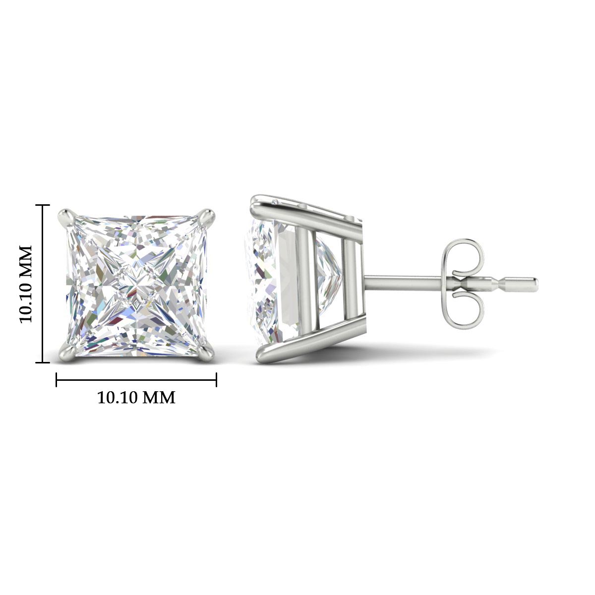Princess Cut Diamond Solitaire Stud Earrings [IGI Certified]