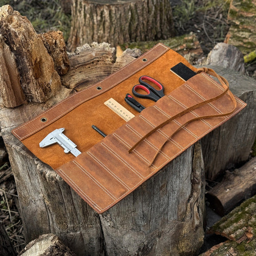 10 Pocket Leather Chisel Roll | Tool roll | Wiccan Center