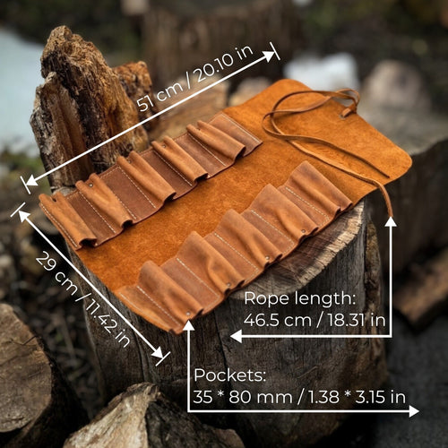 10 Pocket Leather Tool Roll | Tool roll | Wiccan Center