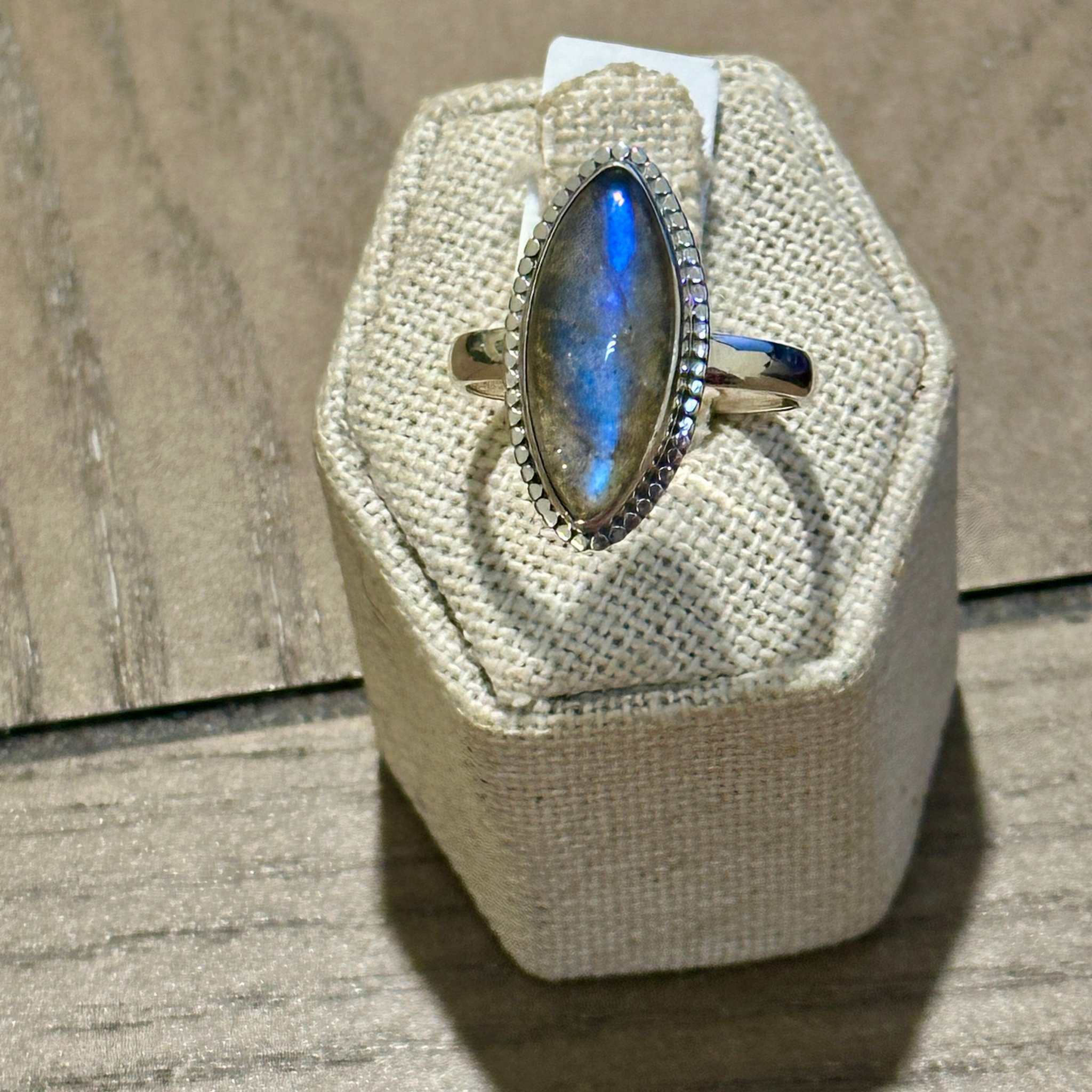 Labradorite Marquise Beaded-Frame Ring – Sterling Silver – Size 10 | Rings | Wiccan Center