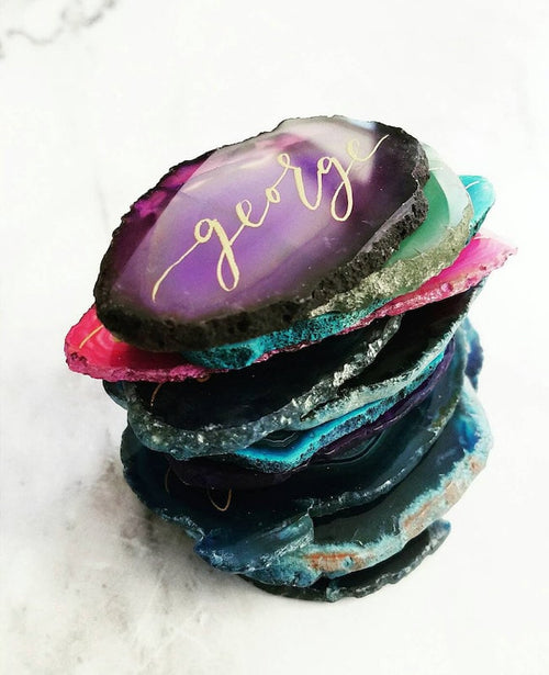 100 AGATE SLICES for Escort Cards Wedding Table Name, select your color! | Agate | Wiccan Center