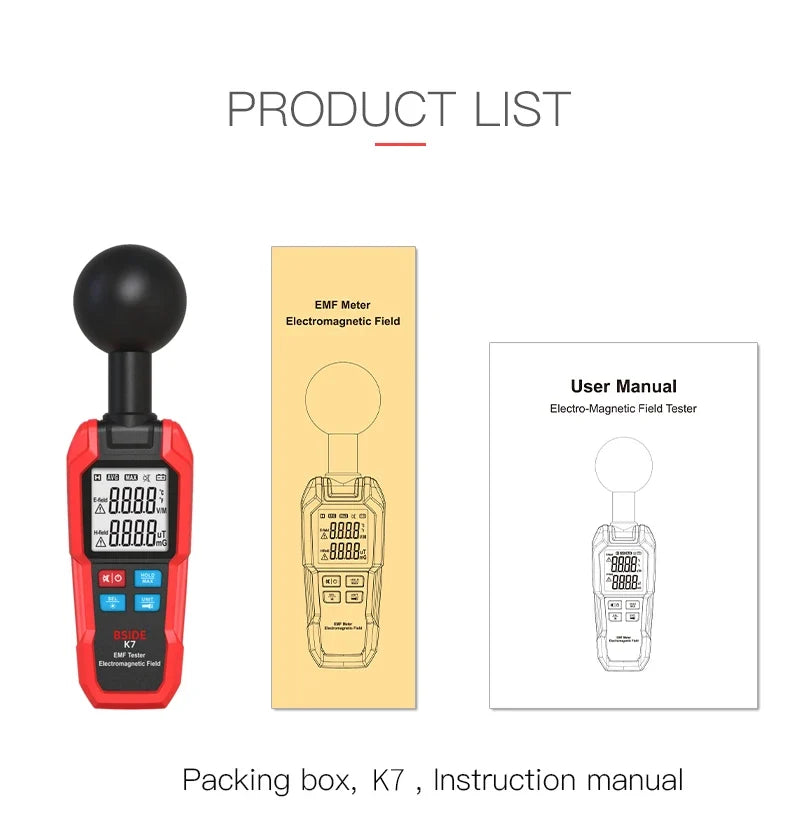 BSIDE K7 Professional EMF Meter – Handheld Electromagnetic & Magnetic Field Radiation Detector | | Wiccan Center