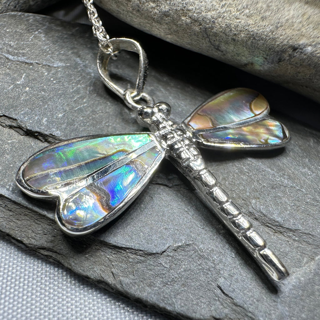 Shimmering Dragonfly Necklace in Sterling Silver | Pendant | Wiccan Center