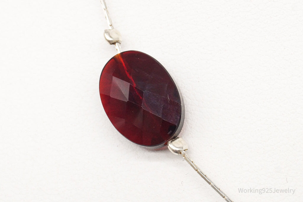 Vintage Garnet Sterling Silver Necklace 16" | Jewelry > Necklaces | Wiccan Center